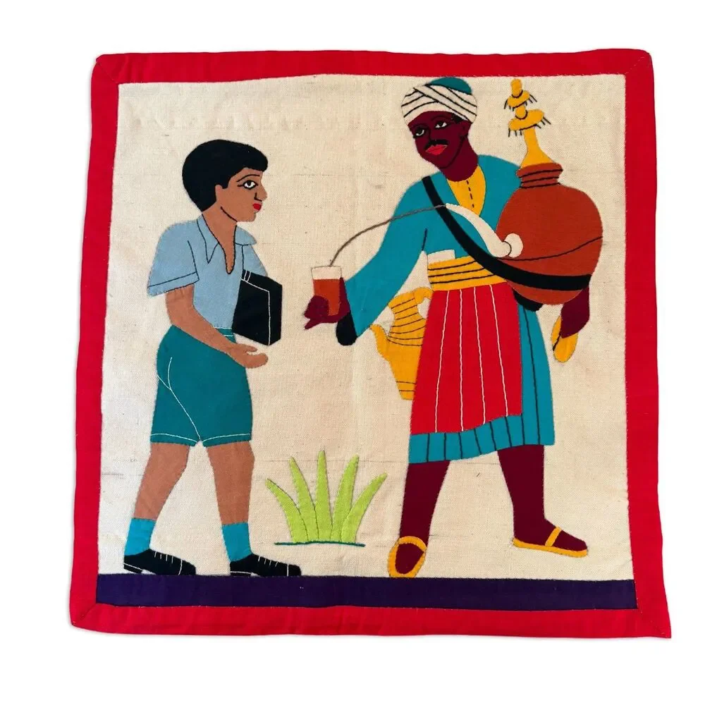 Vintage Egyptian Khayamiya Applique Textile Wall Hanging Handmade Folk Art